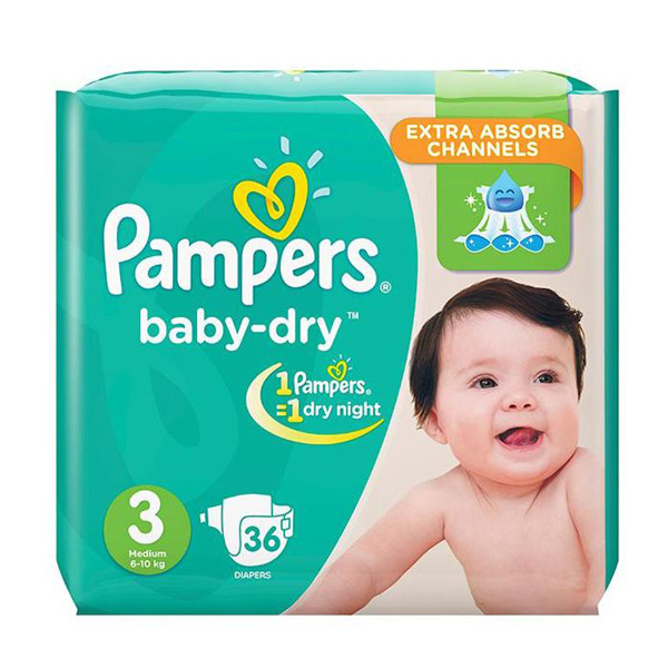 Pampers Baby Dry Diapers Medium Size 3 36 Count - Fateh Pharma